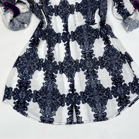 Soft Surroundings Printed Button Front Tunic Top Blue & White Size Medium - Picture 3 of 7